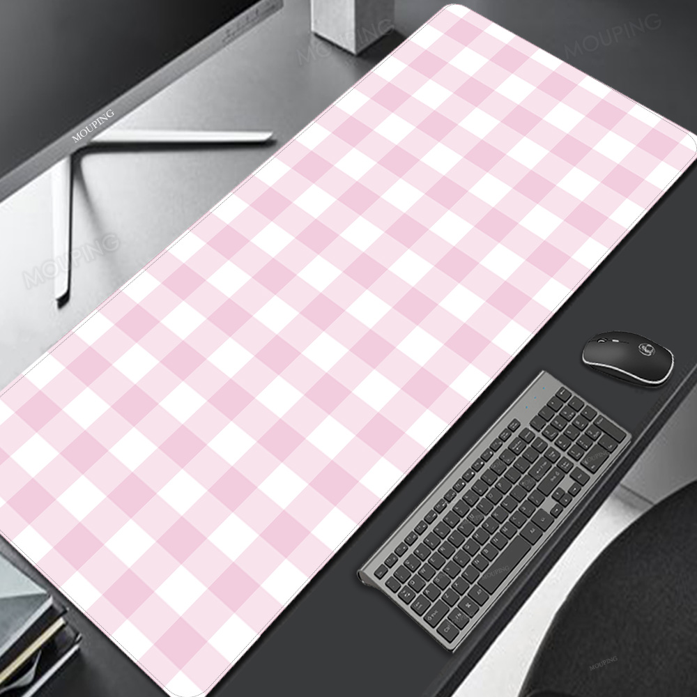 Gaming Keyboard And Mouse Combo - ピンクの格子マウスパッドかわいいかわいいマウスパッドデスクマットゲームラップトップオフィスカーペットキーボードメカニカルゲーマーキーボードマウスマット