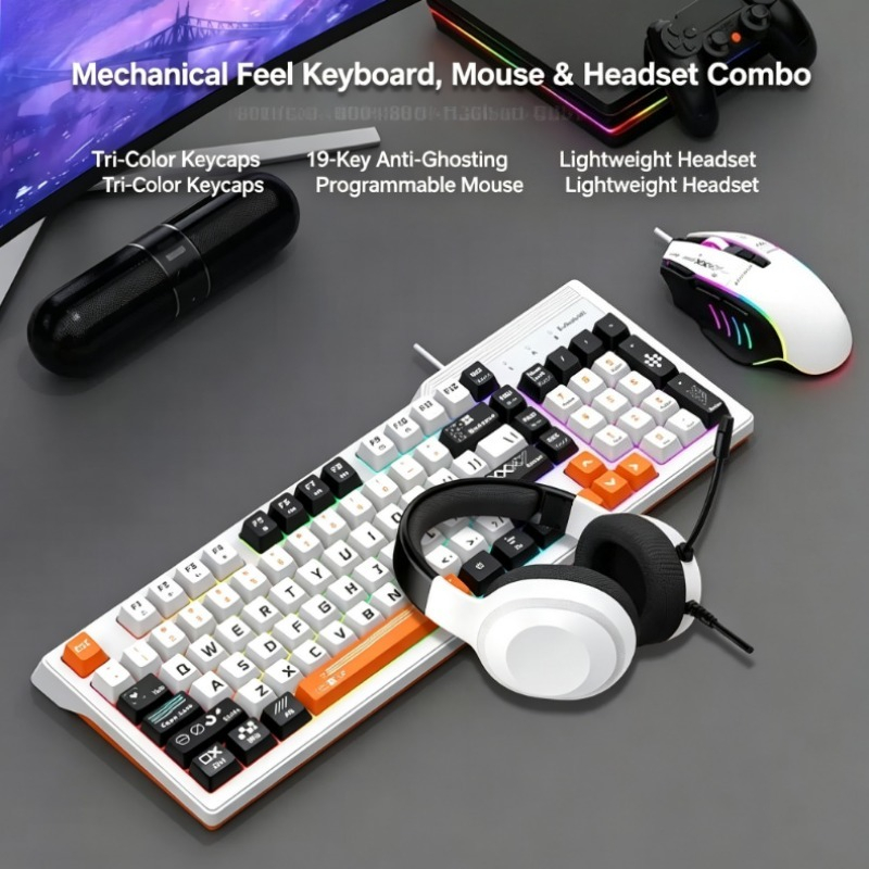 Gaming Keyboard Mouse Set - K8pro 3 in 1 ゲーミングコンボ 有線キーボード・マウス・ヘッドセットセット