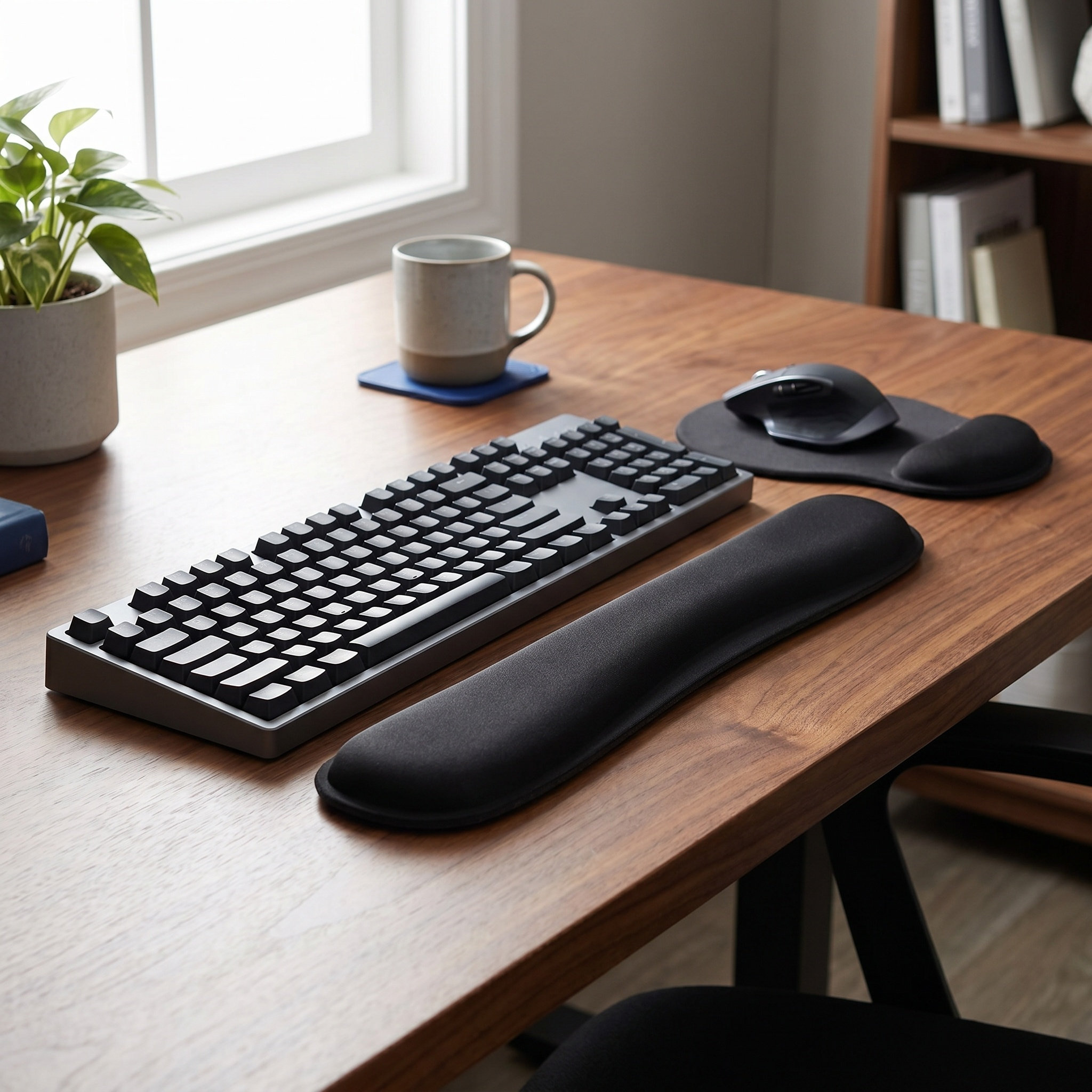 Gaming Keyboard Mouse Set - 1セット メモリーフォーム製手首サポートセット キーボード・マウス用リストレスト 滑り止め付き 快適なハンドクッション 長時間のコンピューターゲームに最適