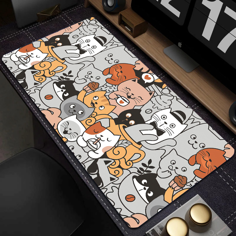 Gaming Keyboard And Mouse - マウスパッドとキーボードパッドを備えたかわいい猫の絵が描かれたゲームパッド,デスクトップ,ラップトップ,383/493,xxl