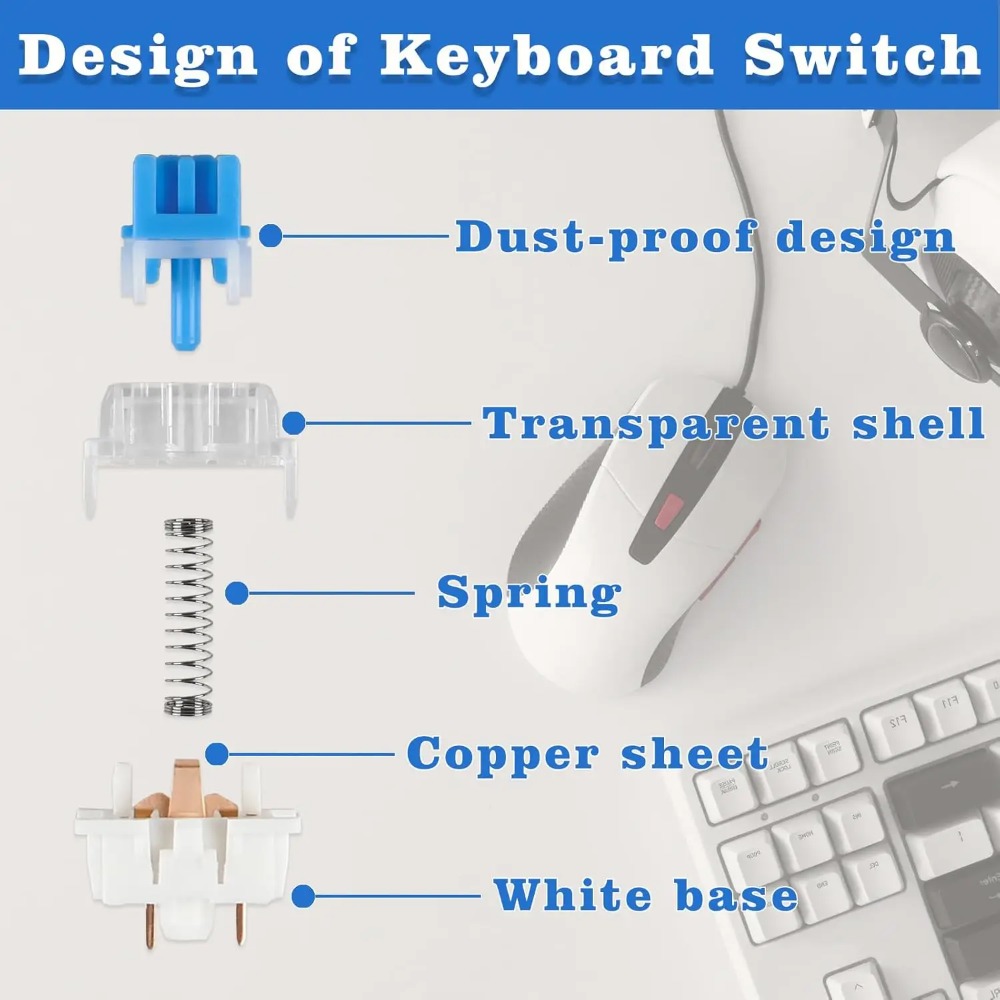 1-150 個 3 ピン DIY メカニカルキーボードスイッ - Gaming Keyboard Blue Switches のレビューと価格