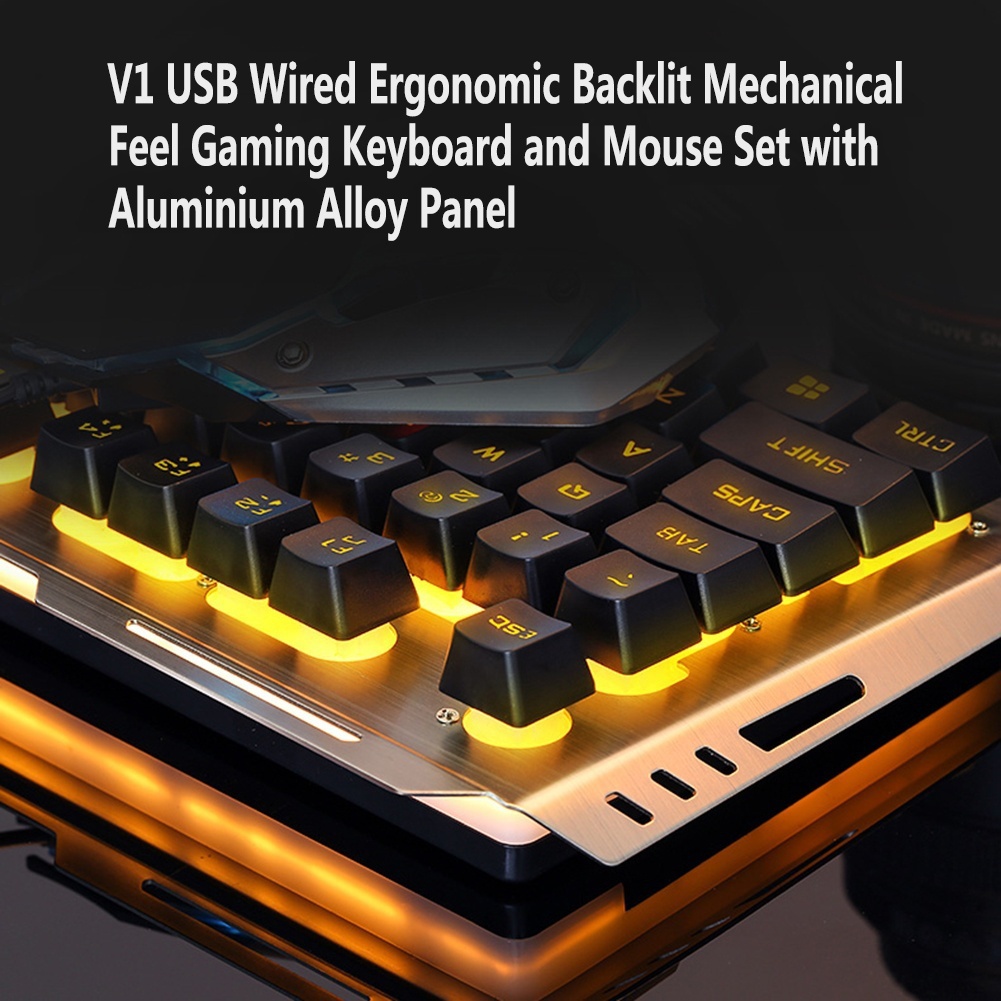 V1 USB 有線メカニカルゲーミングキーボードとマウスのコ - Gaming Keyboard And Mouse Combo のレビューと価格