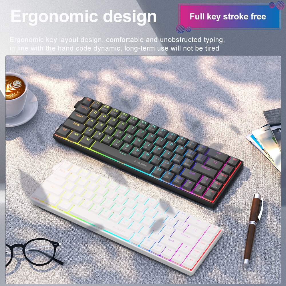 E-YOOSO a68 rgbミニスリムUSB有線機械式ゲー - Gaming Keyboard Blue Switches のレビューと価格
