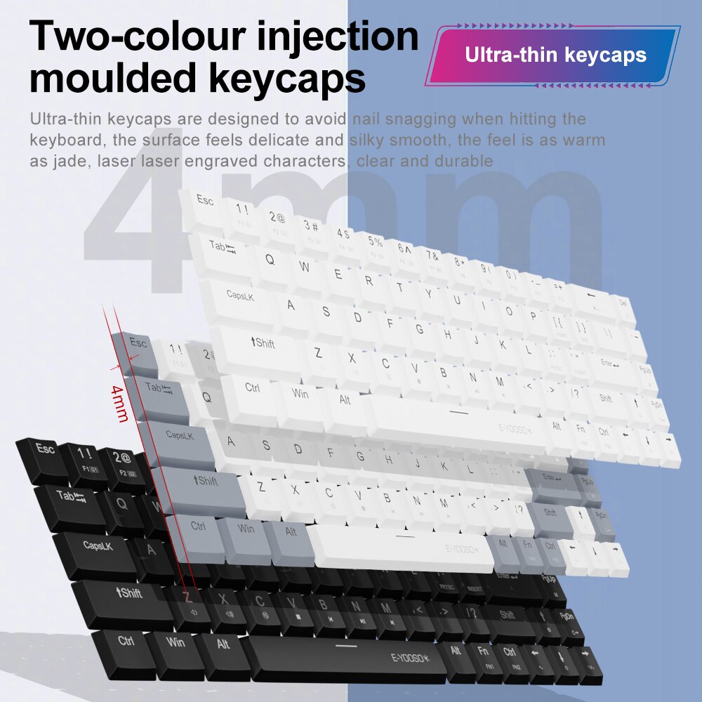 E-YOOSO a68 rgbミニスリムUSB有線機械式ゲー - Gaming Keyboard Blue Switches のレビューと価格