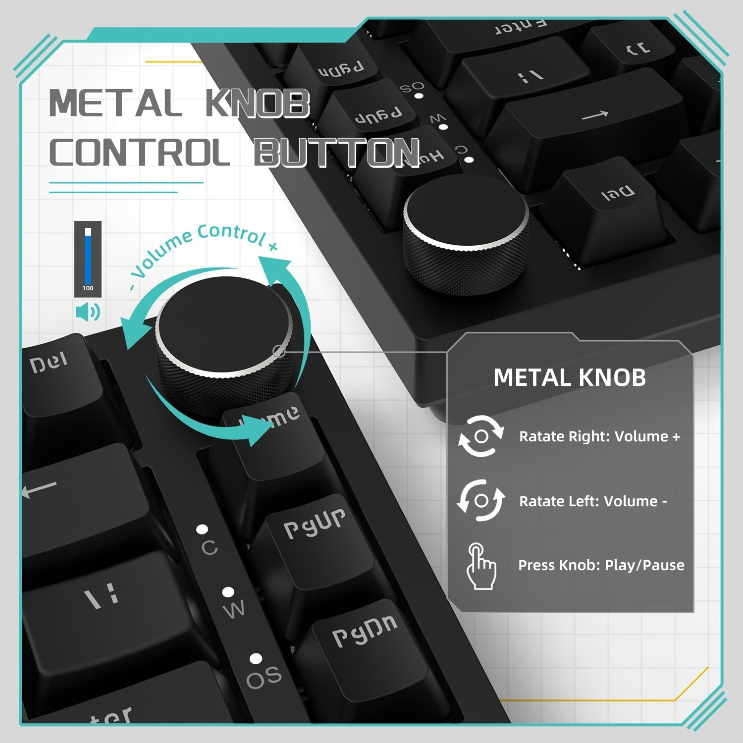 AJAZZ AK820 有線、ロータリーボリュームボタン付き - Gaming Keyboard E Yooso のレビューと価格
