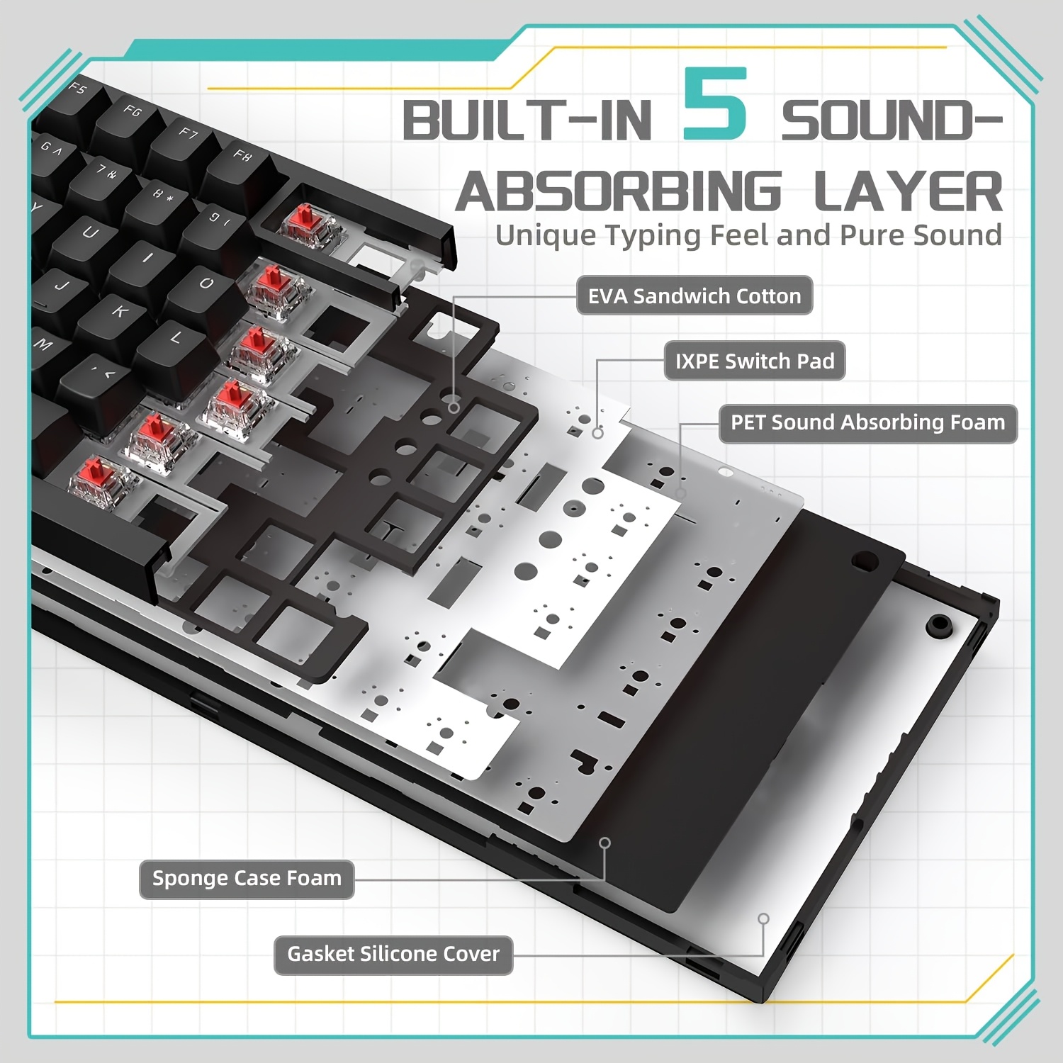 AJAZZ AK820 有線、ロータリーボリュームボタン付き - Gaming Keyboard E Yooso のレビューと価格