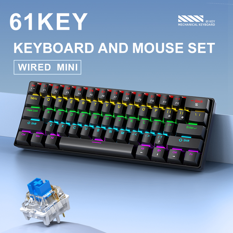 APAYADO K61 ミニメカニカルキーボード、有線、61 - Gaming Keyboard Blue Switches のレビューと価格