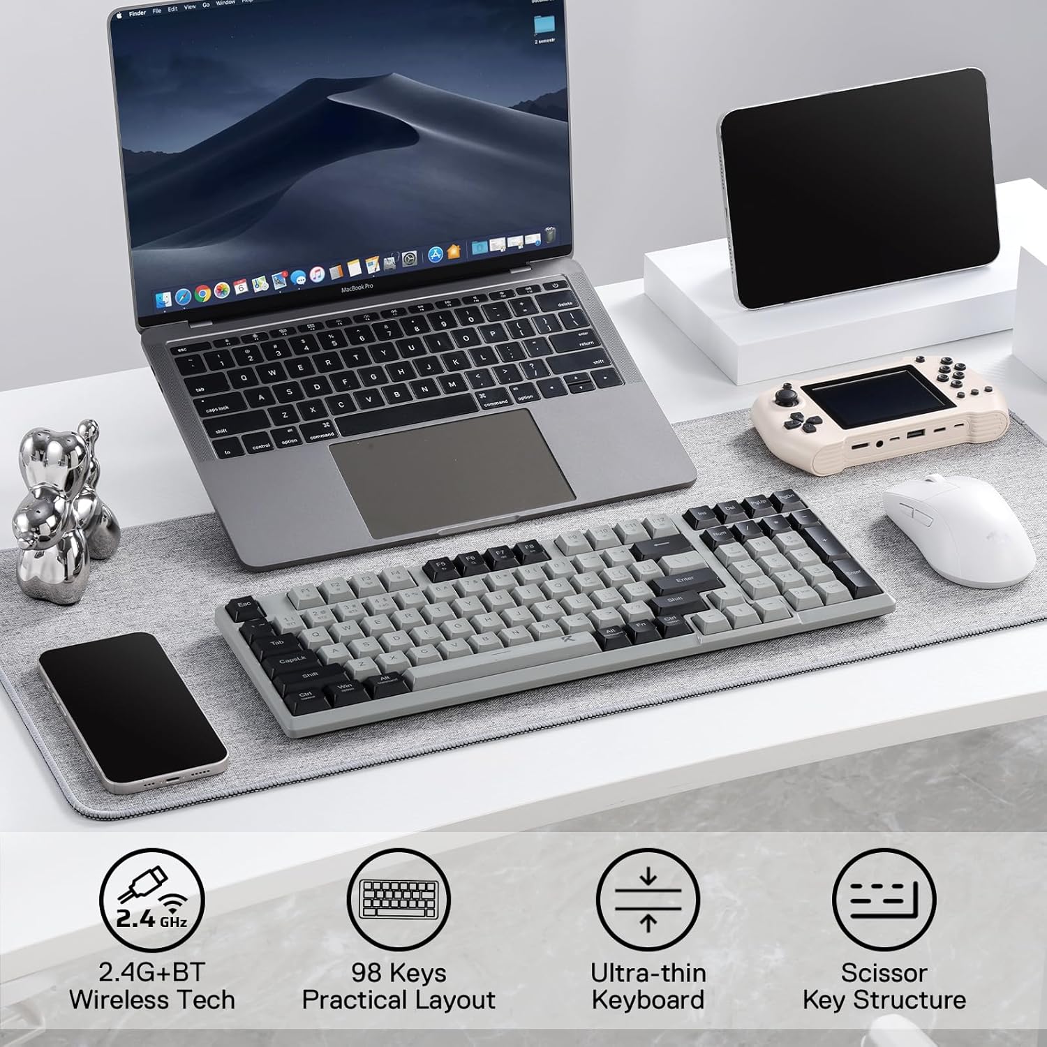薄型ワイヤレスキーボード,Redragon-BK7114 g - Gaming Keyboard Blue Switches のレビューと価格