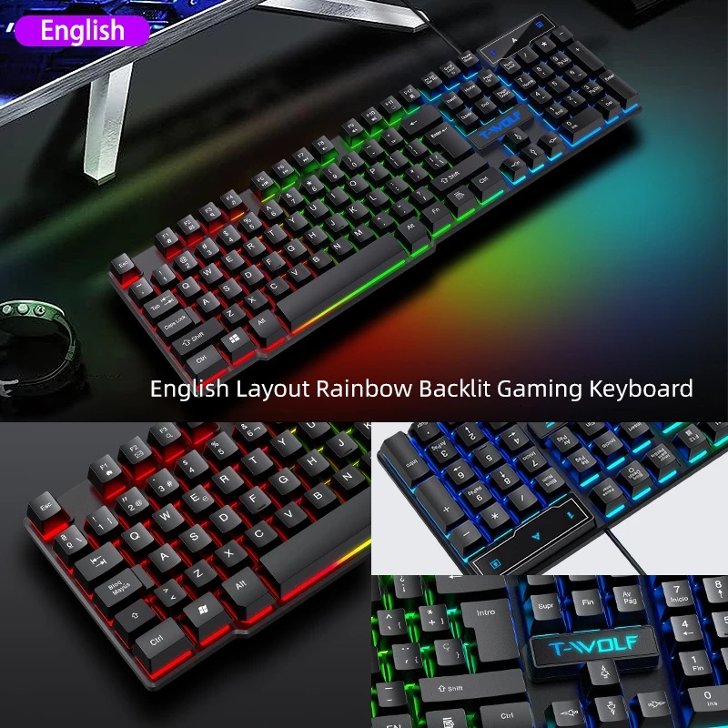 5-in-1 ゲーミングコンボセット：キーボード、4色呼吸ラ - Gaming Keyboard Mouse Set のレビューと価格