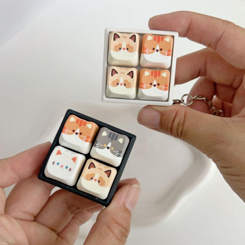 かわいい漫画の猫の形をしたキーキャップ、鮮やかなパターン、滑 - Gaming Keyboard Non Mechanical のレビューと価格