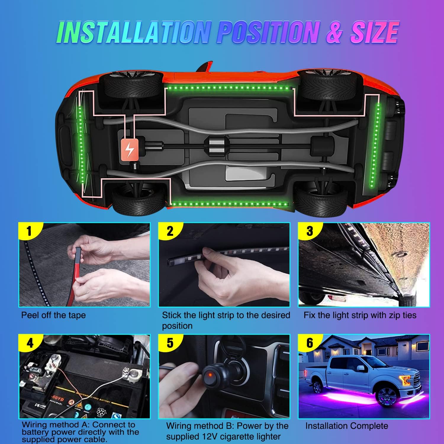 車用アンダーグローネオンアクセントストリップライト 252  - Rgb Underglow Strip のレビューと価格