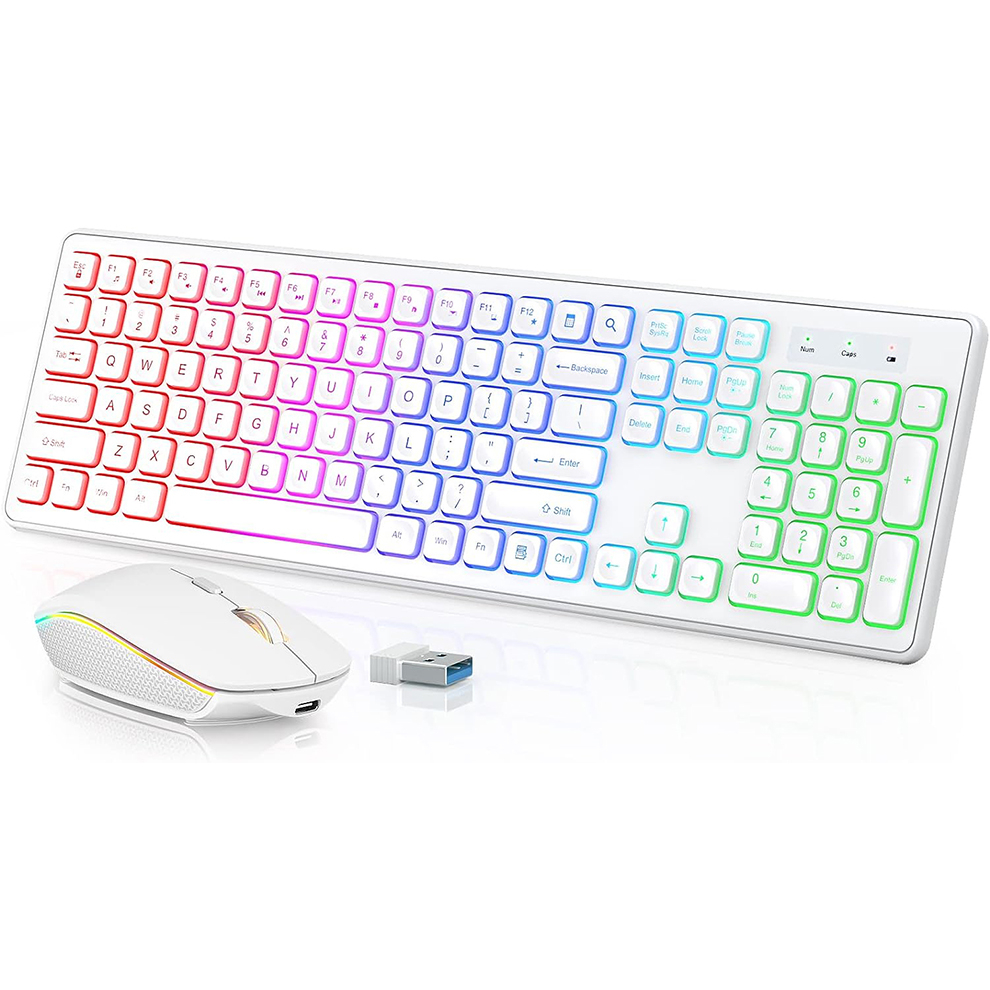 バックライト付きワイヤレスキーボードとマウス、静かなライトア - Gaming Keyboard And Mouse Wireless のレビューと価格